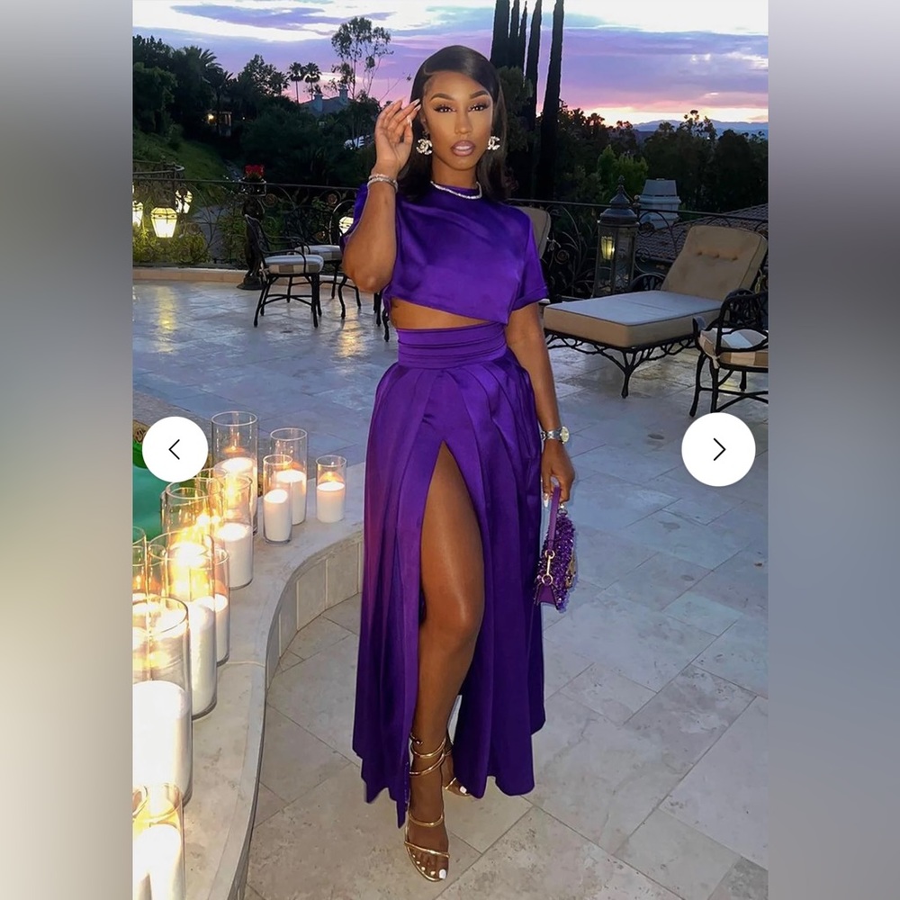 Dinner in Saint Tropez Top and Skirt Set - L